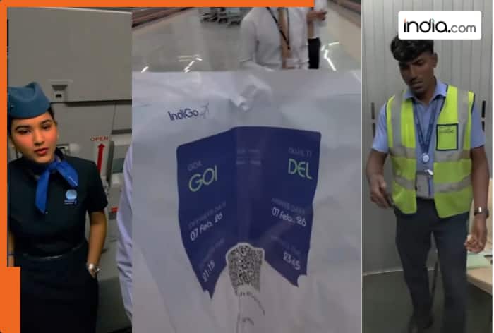 IndiGo traveller’s giant boarding pass at Goa airport takes internet by storm; netizens ask... | Watch viral videos