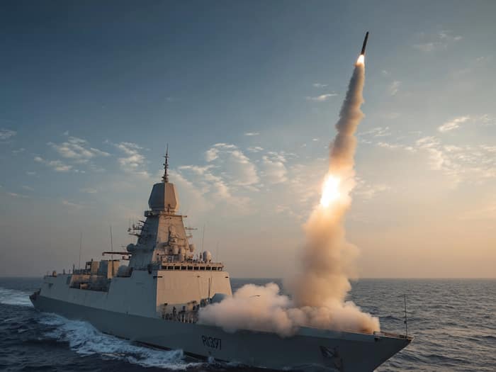 Warships Firing Missile