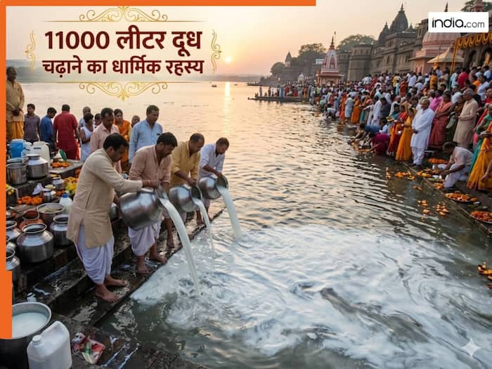 Narmada river milk offering