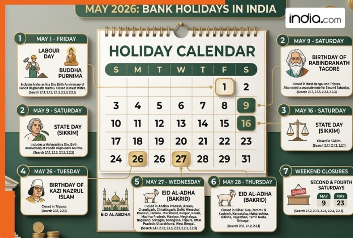 Bank Holidays May 2026: Banks to remain closed for 12 days in May; Check full list here