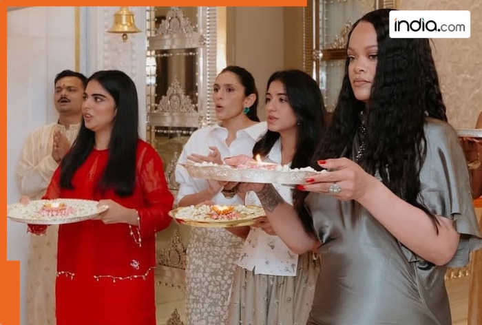 Isha Ambani, Radhika Merchant, Shloka Mehta give Rihanna grand floral welcome at Antilia, dance, include her in puja- Watch viral video