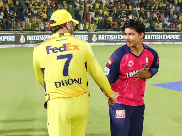 Vaibhav Sooryavanshi with MS Dhoni