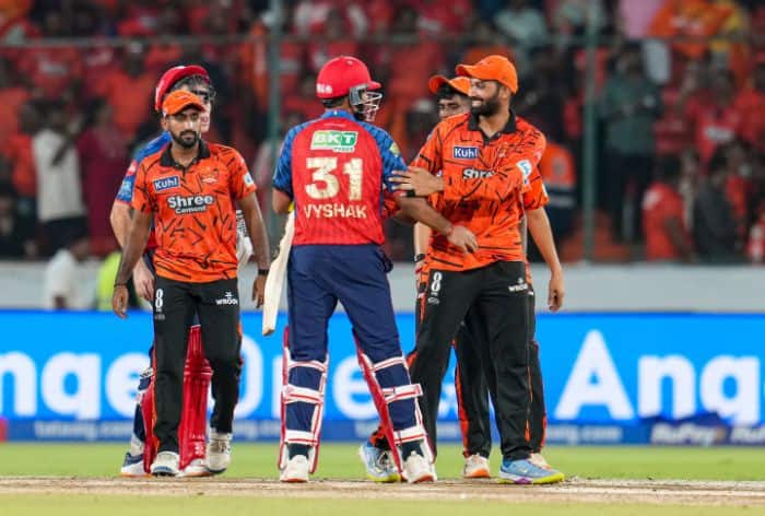 Sunrisers Hyderabad players celebrate after winning the Indian Premier League (IPL) 2026 T20 cricket match between Sunrisers Hyderabad and Punjab Kings