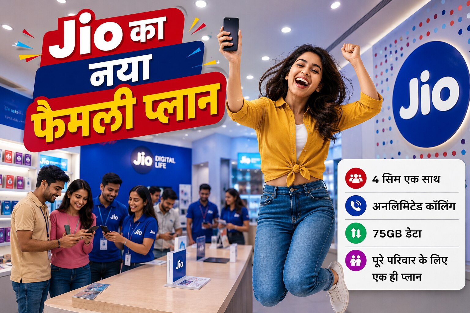 Jio का नया फैमिली प्लान! एक साथ चलेंगे 4 सिम, साथ ही मिल रहा है भर भरकर ...