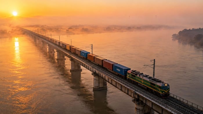 Indian frieght train on fare