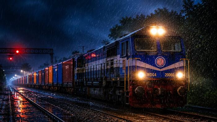 Indian frieght train on fare