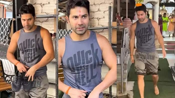 Varun Dhawan gets brutally trolled for wearing shorts and vest inside the temple; netizens say 'Aise mandir mein...'