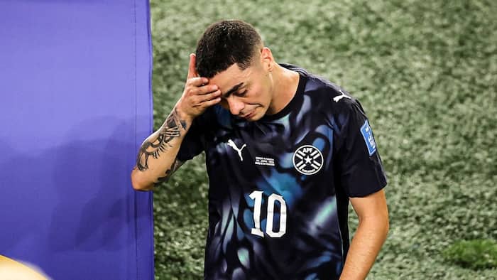 Why was Miguel Almiron shown a straight red card?