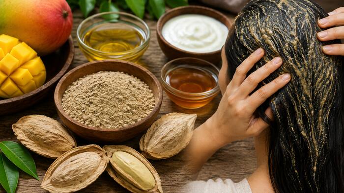 Mango seed hair mask for grey hair
