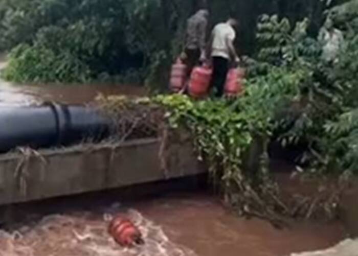 LPG cylinders floating