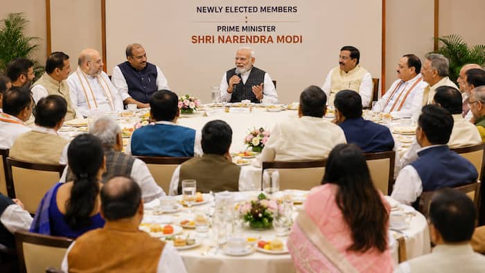 PMO, NDA MPs, TMC, Uddhav Sena, Narendra Modi, breakfast meeting, NDA Lok Sabha MPs, Parliament, Shiv Sena, National Citizens Party of India, NCPI, Prime Minister's Office, Bharatiya Janata Party, BJP, Monsoon Session
