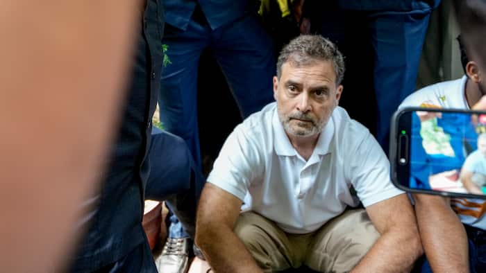Rahul Gandhi sits on dharna outside senior cop's office with victim, demands FIR over pellet gun use