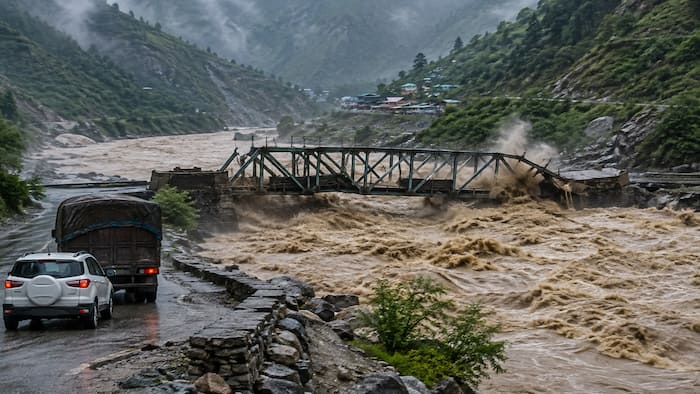 Uttarakhand rain fury: Metal bridge swept away in seconds as river swells in Niti Valley; WATCH video