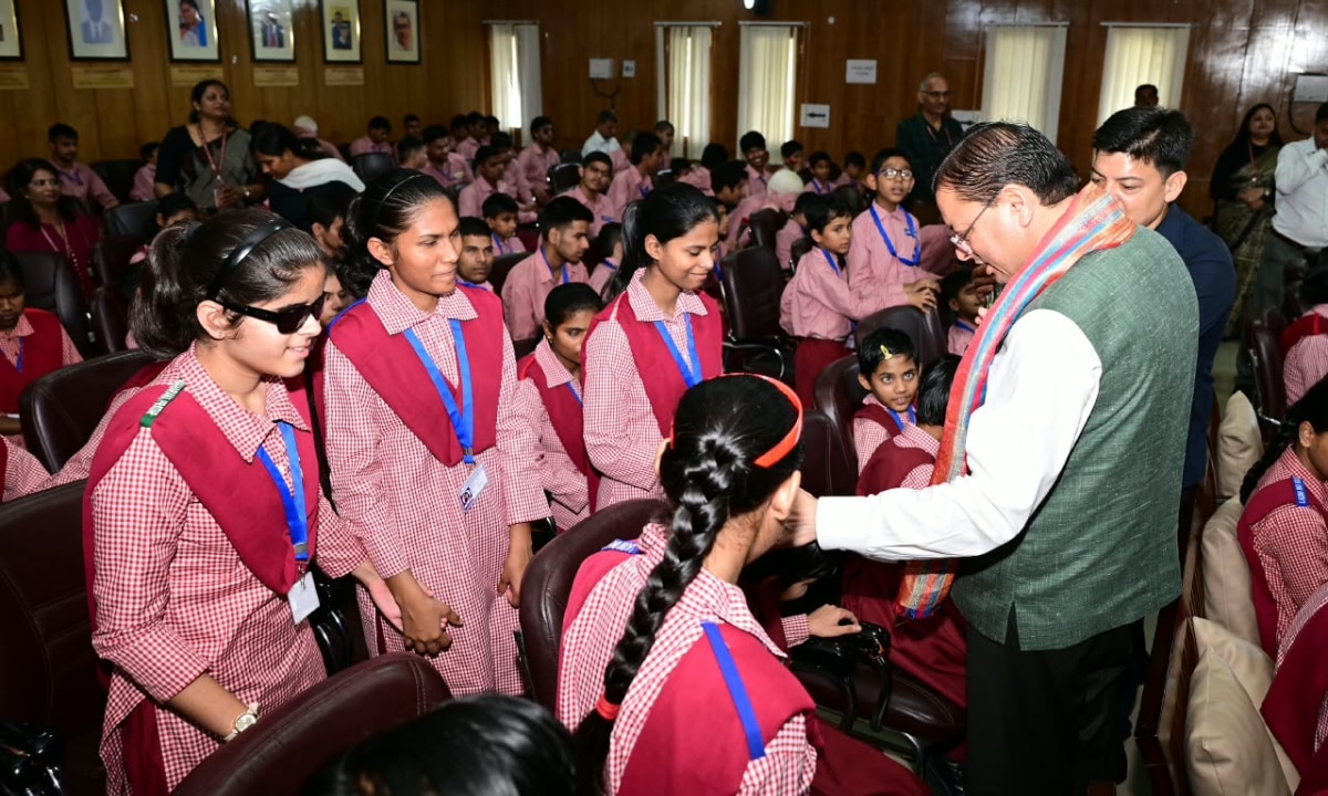 UK CM Dhami celebrates birthday with children with disabilities ...