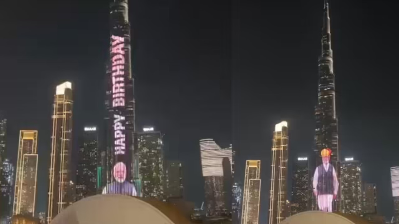 WATCH: Burj Khalifa lights up in special tribute for PM Modi's 76th ...