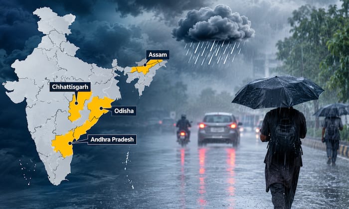 Tomorrow weather October 28 forecast: IMD issues heavy rain alert for Assam, Andhra Pradesh, Chhattisgarh and Odisha
