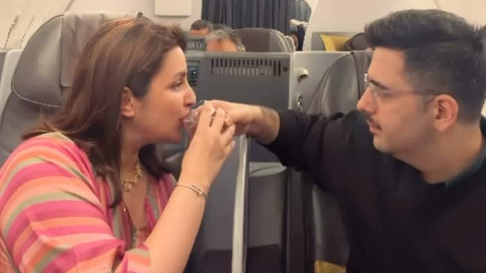 Love at 35,000 feet! Parineeti Chopra breaks Karwa Chauth fast mid-air with Raghav Chadha, shares romantic video - Watch
