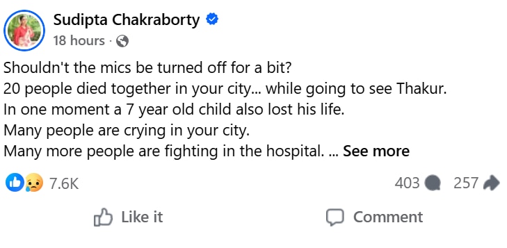 Sudipta Chakraborty via Facebook post